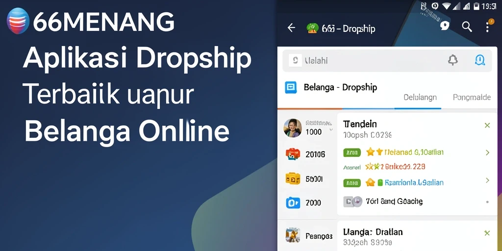 Antarmuka aplikasi 66MENANG yang menarik dengan fitur Dropship.