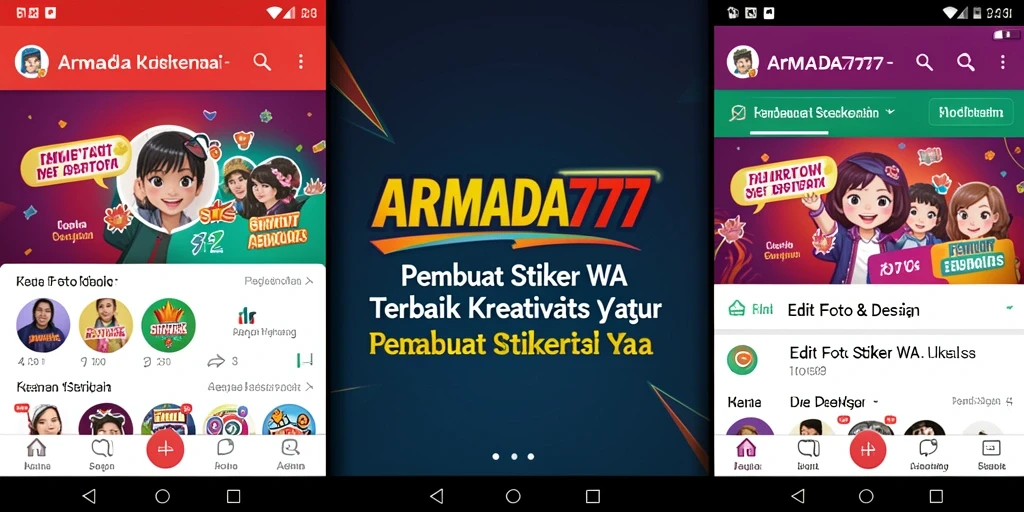 Antarmuka aplikasi ARMADA777 yang intuitif untuk membuat stiker WA.
