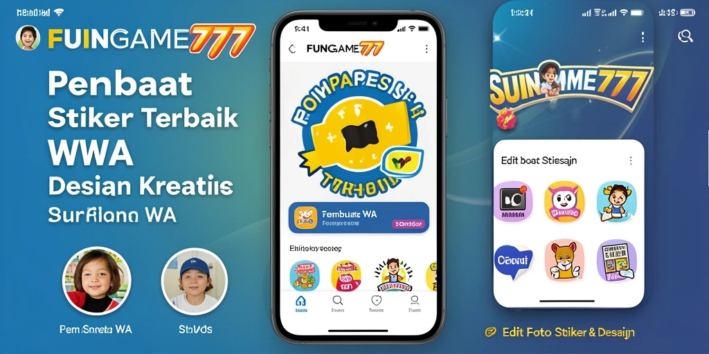 Tampilan antarmuka pengguna FUNGAME777 saat membuat stiker WA.