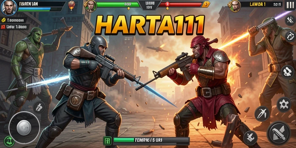 Antarmuka HARTA11 saat pertarungan 1 lawan 1 yang mendebarkan.